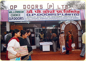 carved wooden doors, glass doors, glass and wood panel, inlay doors, panel doors, heavy panel doors, wiremesh doors, wooden stairs, modular kitchen, kitchen shutters, wooden almirah, wooden wardrobes on display
